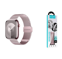 Ремешок для Apple Watch HOCO WA26 May series two-section double magnetic buckle milanese strap(42/44/45/49 мм) розовая роза
