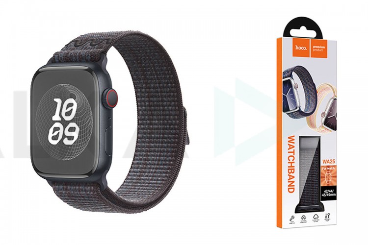 Ремешок для Apple Watch HOCO WA25 Original series nylon strap (42/44/45/49 мм) черно-синий