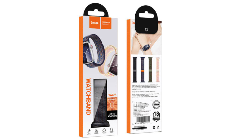 Ремешок для Apple Watch HOCO WA25 Original series nylon strap (42/44/45/49 мм) черно-синий