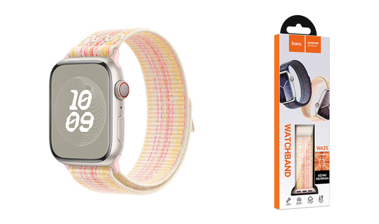 Ремешок для Apple Watch HOCO WA25 Original series nylon strap (42/44/45/49 мм) звездно-розовый