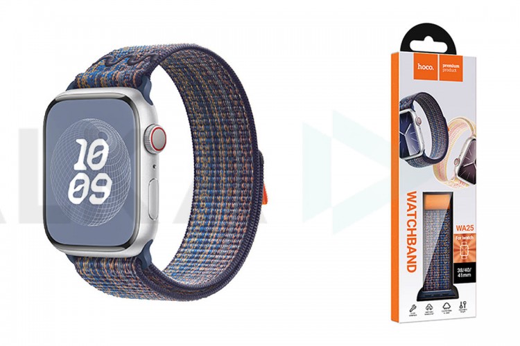 Ремешок для Apple Watch HOCO WA25 Original series nylon strap (38/40/41 мм) динамичный королевский синий с оранжевым