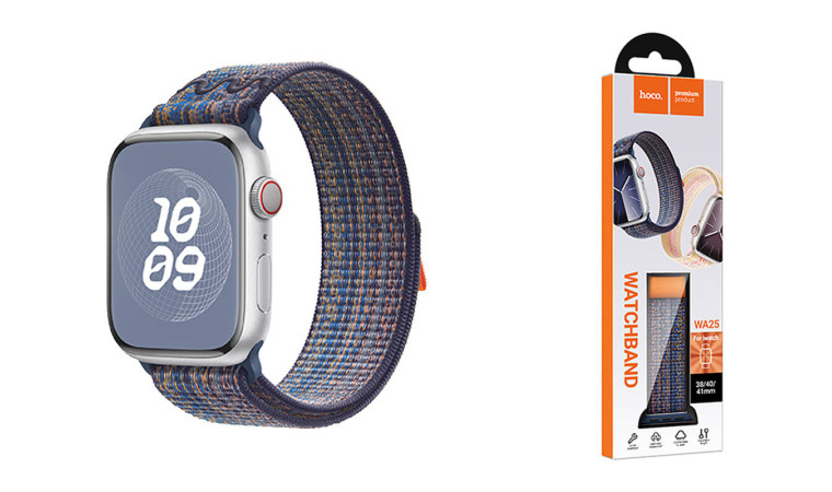 Ремешок для Apple Watch HOCO WA25 Original series nylon strap (38/40/41 мм) динамичный королевский синий с оранжевым