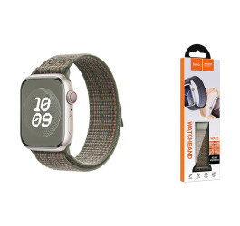 Ремешок для Apple Watch HOCO WA25 Original series nylon strap (42/44/45/49 мм)темно-зеленый с оранжевым