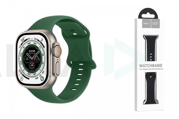 Ремешок для Apple Watch HOCO WA15 Flexible series 8-character buckle solid color silicone strap (42/44/45/49 мм) сосново-зеленый