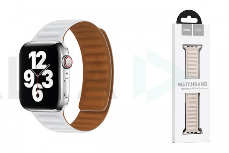 Ремешок для Apple Watch HOCO WA21 Flexible series second-generation chain magnetic silicone strap (42/44/45/49 мм) белый