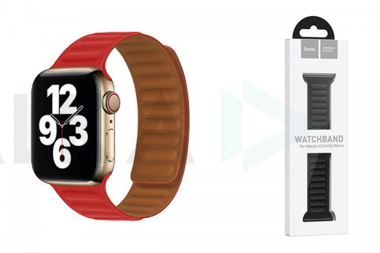 Ремешок для Apple Watch HOCO WA21 Flexible series second-generation chain magnetic silicone strap (42/44/45/49 мм) красный