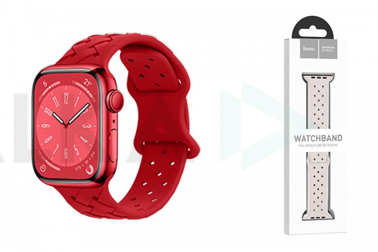 Ремешок для Apple Watch HOCO WA16 Flexible series bamboo pattern solid color silicone strap (38/40/41 мм) большой красный