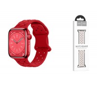 Ремешок для Apple Watch HOCO WA16 Flexible series bamboo pattern solid color silicone strap (42/44/45/49 мм) большой красный