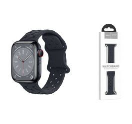 Ремешок для Apple Watch HOCO WA16 Flexible series bamboo pattern solid color silicone strap (42/44/45/49 мм) полночный синий