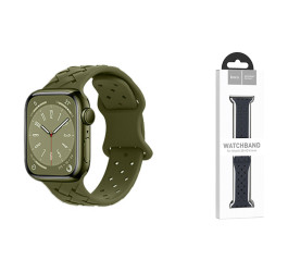 Ремешок для Apple Watch HOCO WA16 Flexible series bamboo pattern solid color silicone strap (42/44/45/49 мм) оливково-зеленый