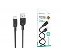 Кабель USB - MicroUSB BOROFONE BX113 2,4A (черный) 3м силиконовый