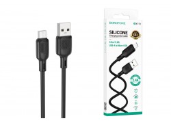 Кабель USB - MicroUSB BOROFONE BX113 2,4A (черный) 3м силиконовый