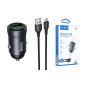 Автомобильное зарядное устройство АЗУ USB-A + кабель Mciro USB - USB HOCO Z62 Energy single-port QC3.0 (металлический серый)