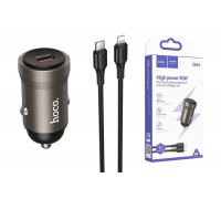 Автомобильное зарядное устройство АЗУ USB-C + кабель Lightning - Type-C HOCO Z62A Energy PD30W (золотой)