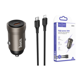 Автомобильное зарядное устройство АЗУ USB-C + кабель Lightning - Type-C HOCO Z62A Energy PD30W (золотой)