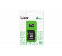 Карта памяти microSDHC MIREX 4 GB (class 10) с адаптером (13613-AD10SD04)