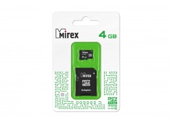 Карта памяти microSDHC MIREX 4 GB (class 10) с адаптером (13613-AD10SD04)