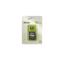 Карта памяти microSDHC MIREX 16 GB (class 10) с адаптером