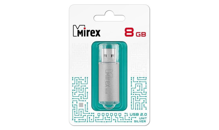 Флешка USB 2.0 Mirex UNIT SILVER 8GB (ecopack)