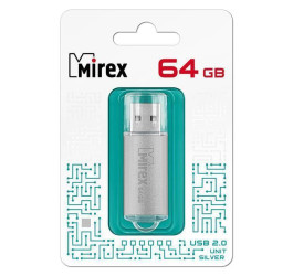 Флешка USB 2.0 Mirex UNIT SILVER 64GB (ecopack)