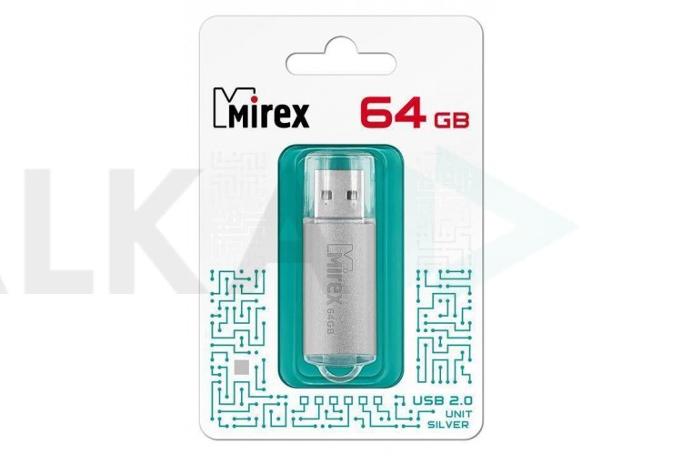 Флешка USB 2.0 Mirex UNIT SILVER 64GB (ecopack)