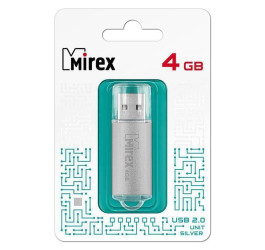 Флешка USB 2.0 Mirex UNIT SILVER 4GB (ecopack)