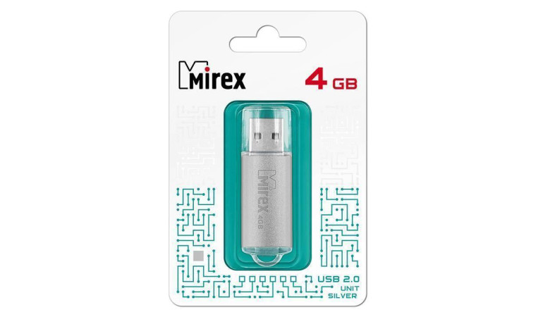 Флешка USB 2.0 Mirex UNIT SILVER 4GB (ecopack)