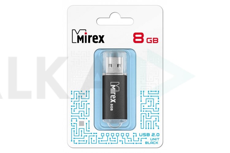 Флешка USB 2.0 Mirex UNIT BLACK 8GB (ecopack)