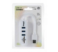 Разветвитель USB HUB 2.0 NN-HB007 на 3 порта USB 2.0 + картридер (белый)