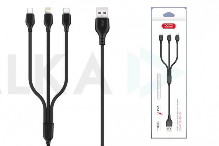 Кабель USB 3 в 1 XO NB103 2.0A 3 in 1 a usb cable (черный)