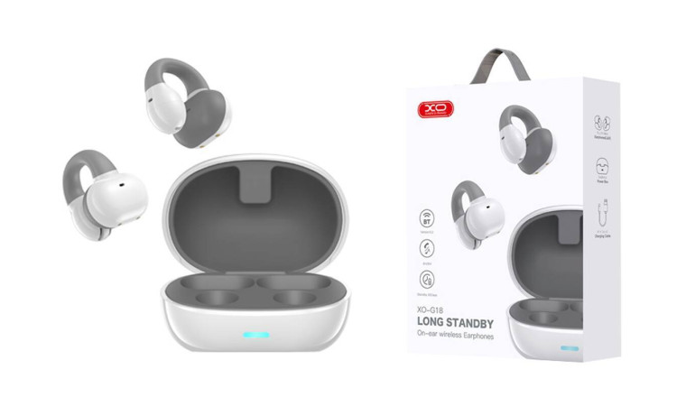Наушники вакуумные беспроводные XO G18 Lemon Clip Ear Long Life TWS Bluetooth Headset (Белые)