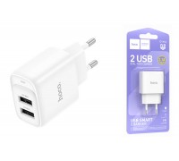 Сетевое зарядное устройство 2USB HOCO C141A Smart 2400mAh (белый)