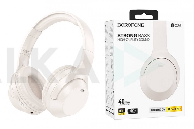 Наушники мониторные беспроводные BOROFONE BO26 Delightful wireless headset Bluetooth (молочный белый)