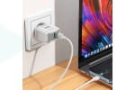 Сетевое зарядное устройство USB+USB-C + кабель Type-C-Type-C HOCO C135A Rock PD20W+QC3.0 (белый)