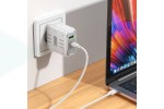 Сетевое зарядное устройство USB+USB-C + кабель Type-C-Type-C HOCO C138A Rock PD65W+QC3.0 (белый)