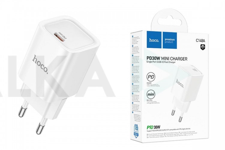 Сетевое зарядное устройство USB-C HOCO C148A PD 30W (белый)