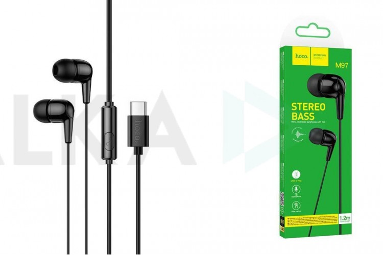 Наушники вакуумные проводные HOCO M97 Enjoy universal digital earphones with microphone штекер Type-C (черный)