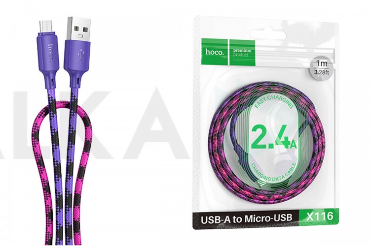 Кабель USB - MicroUSB HOCO X116 Meridian (фиолетовый градиент)