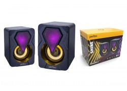 Акустическая система 2.0 Perfeo "SHINE" PF_A4438 мощность 2х3 Вт, USB, LED подсветка (черный)