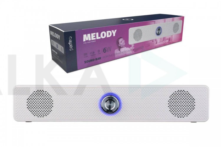 Колонка-саундбар Perfeo "MELODY", мощность 6 Вт, USB, пластик, белый PF_A4339 (У)