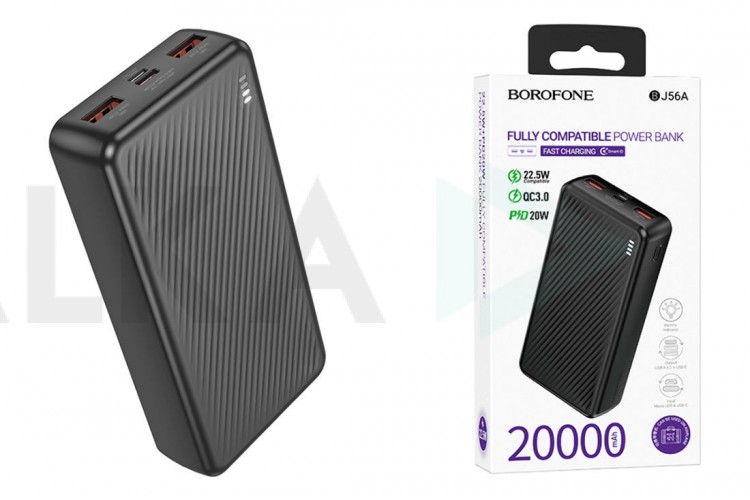 Универсальный дополнительный аккумулятор Power Bank BOROFONE BJ56A Graceful 22.5W+PD20W fully compatible power bank (20000mAh) (черный)