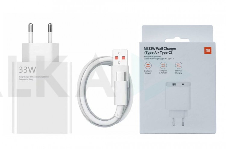 Сетевое зарядное устройство USB + кабель Type-C Xiaomi Redmi 33W (белый)