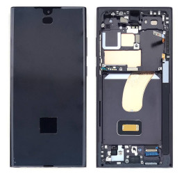 Дисплей для Samsung S918B Galaxy S23 Ultra Black в сборе с тачскрином + рамка, 100%