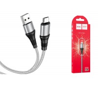 Кабель USB - MicroUSB HOCO X50 2,4A (серый) 1м (оплетка)