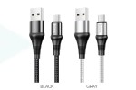 Кабель USB - MicroUSB HOCO X50 2,4A (серый) 1м (оплетка)