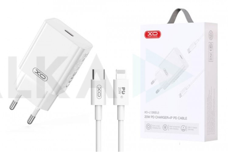 Сетевое зарядное устройство USB-C + кабель Lightning - Type-C XO L126 USB-C PD20W Fast Charger