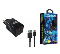 Сетевое зарядное устройство 2USB + кабель Type-C More choice NC55QCa 3.0А QC3.0 быстрая зарядка (Black)