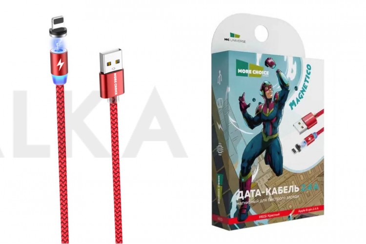 Кабель USB - Lightning More choice K61Si нейлон 2.4A Magnetic 1м (Red)