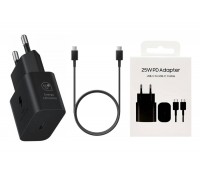 Сетевое зарядное устройство USB-C + кабель Type-C 5A Samsung PD25W (or.)  (черный) Super Fast Charge EPT2510NBEGEU