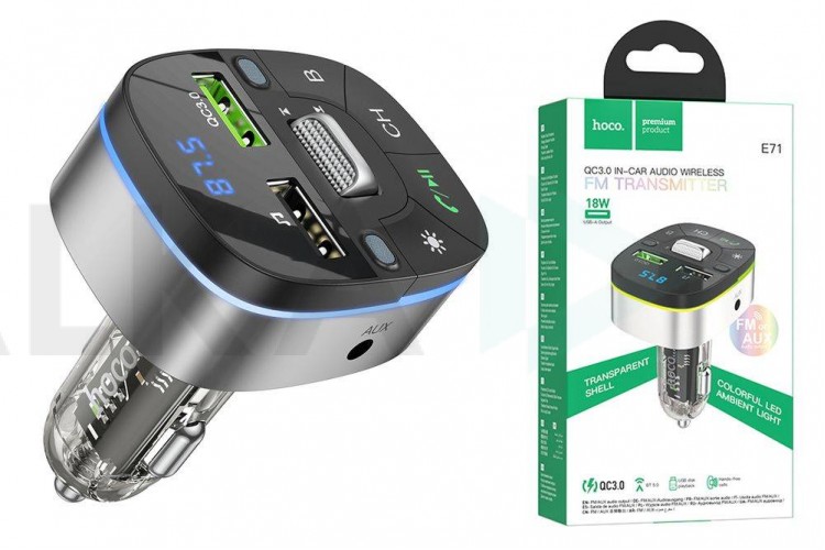 FM-Модулятор HOCO E71 Crystal QC3.0 car BT FM transmitter